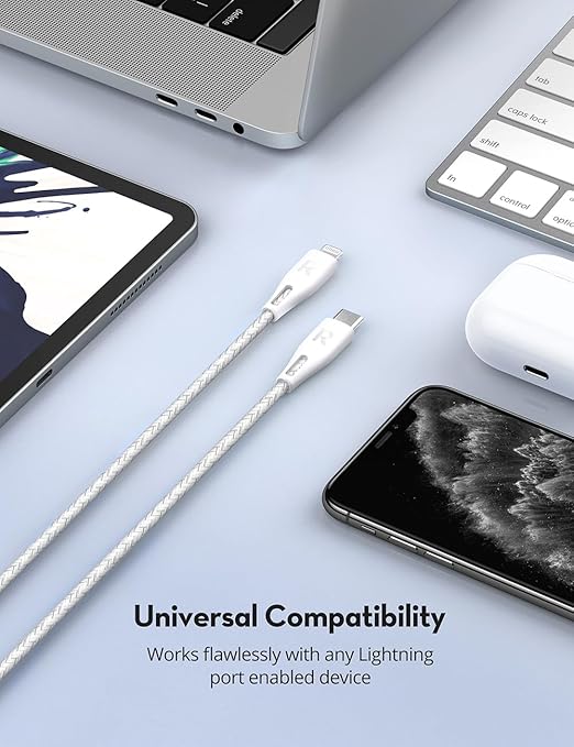 RAVPower RP-CB1018 Type-C to Lightning Cable 2m Nylon White