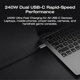 كابل بيسيوس إيكوفلو رابيد برو من USB-C إلى USB-C بطول 1.8 متر و240 واط – أسود