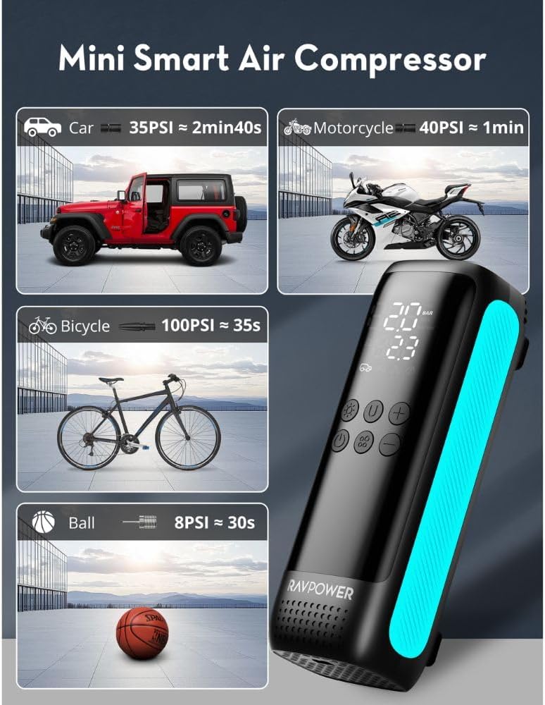RAVPower RP-PC1084Pro Smart Car Tire Inflator - RP-PC1084Pro