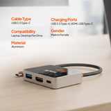 Mowsil USB-C to HDMI Multiport Adapter – 4K@60Hz, USB-A 5Gbps & 100W PD, Zinc Alloy 3-in-1 Dock for MacBook