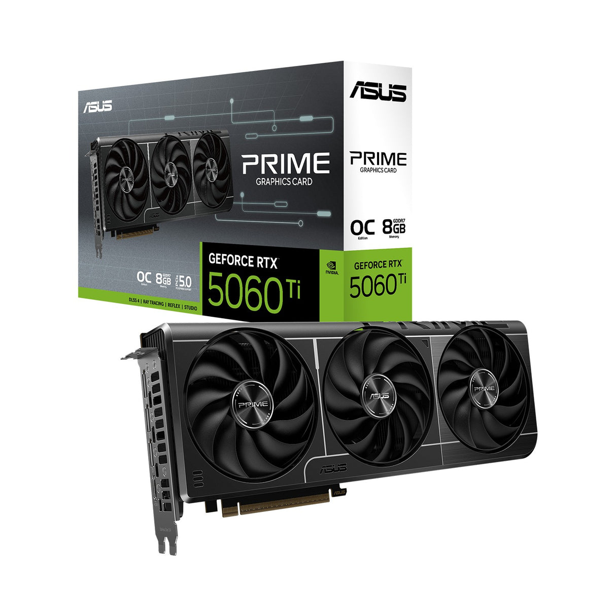 بطاقة الرسومات ASUS Prime GeForce RTX 5060 Ti بسعة 8GB GDDR7 إصدار OC – PCIe 5.0