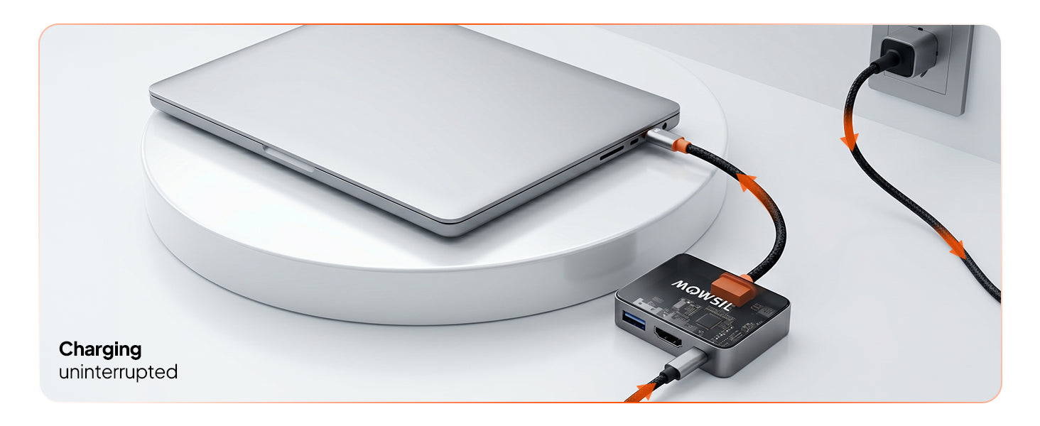 Mowsil USB-C to HDMI Multiport Adapter – 4K@60Hz, USB-A 5Gbps & 100W PD, Zinc Alloy 3-in-1 Dock for MacBook