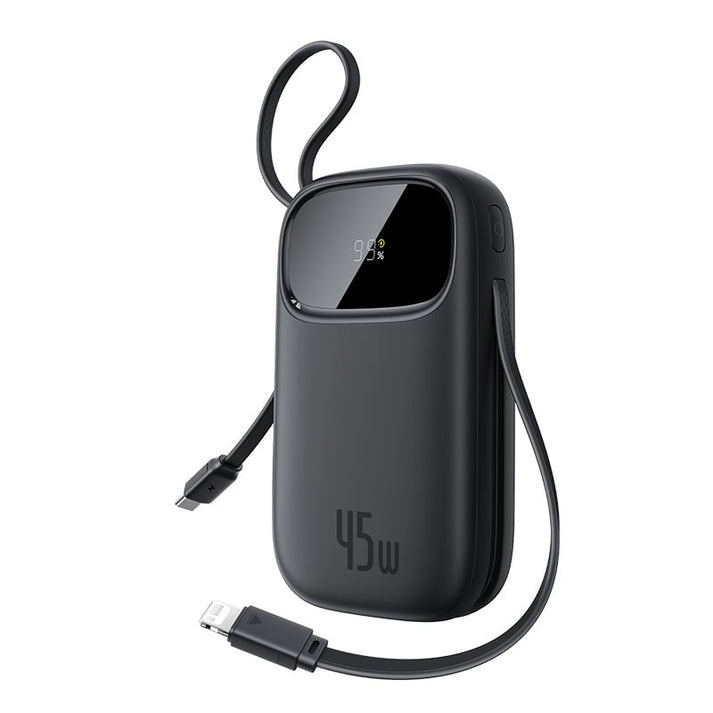 Baseus EnerFill FC31 Qpow3 Digital Display Power Bank with 2 Built-in USB-C Cables 20000mAh 45W - Cosmic Black