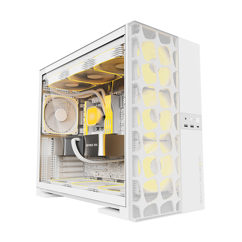 Geometric Future Model 5 Vent Mesh Mid Tower Case with 2503-140mm fan x5 - White