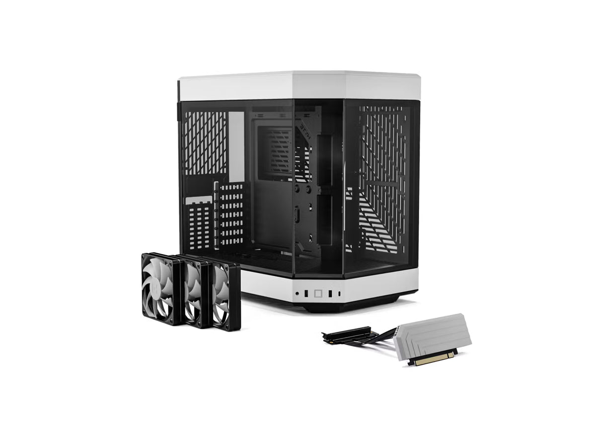 HYTE Y60 Dual Chamber Panoramic Tempered Glass ATX Case With 3 Fans - Black/White