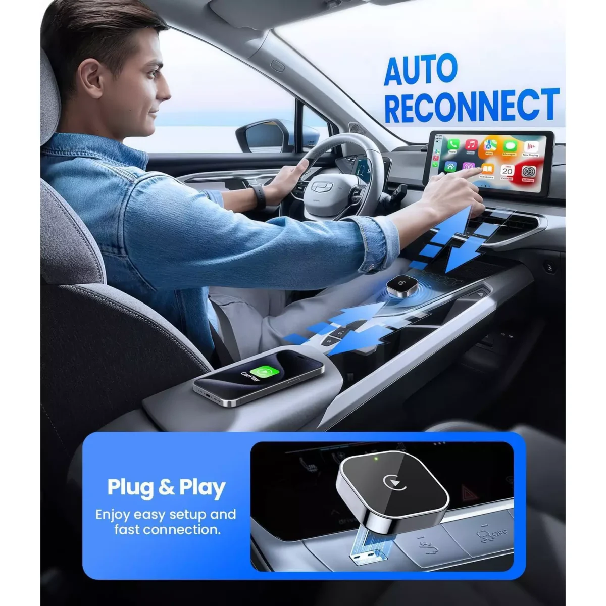 CarPlay 2 in 1 Wired To Wireless Android Auto Dongle (USB-C Adapter Included)