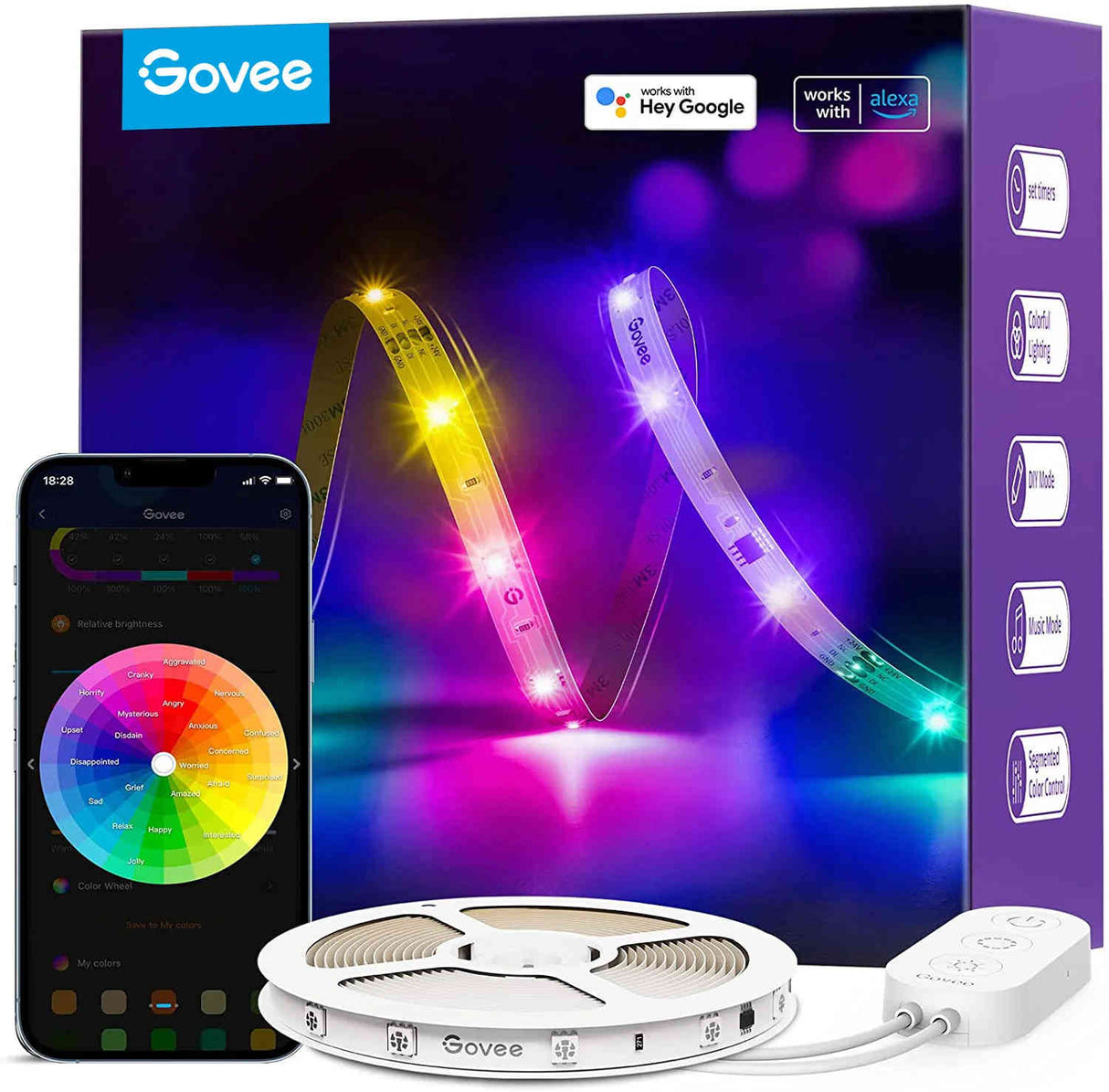 Govee RGBIC Basic Wi-Fi + Bluetooth LED Strip Lights (5 Meter) - H618A
