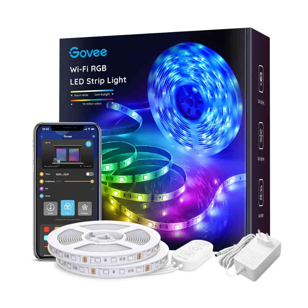 Govee Wi-Fi RGB LED Strip Lights (16.4ft(5M)× 2 Rolls) - H6110