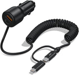 شاحن سيارة Choetech TC0038 بقوة 65W بمنفذ USB-C ومنفذ Lightning – شحن سريع