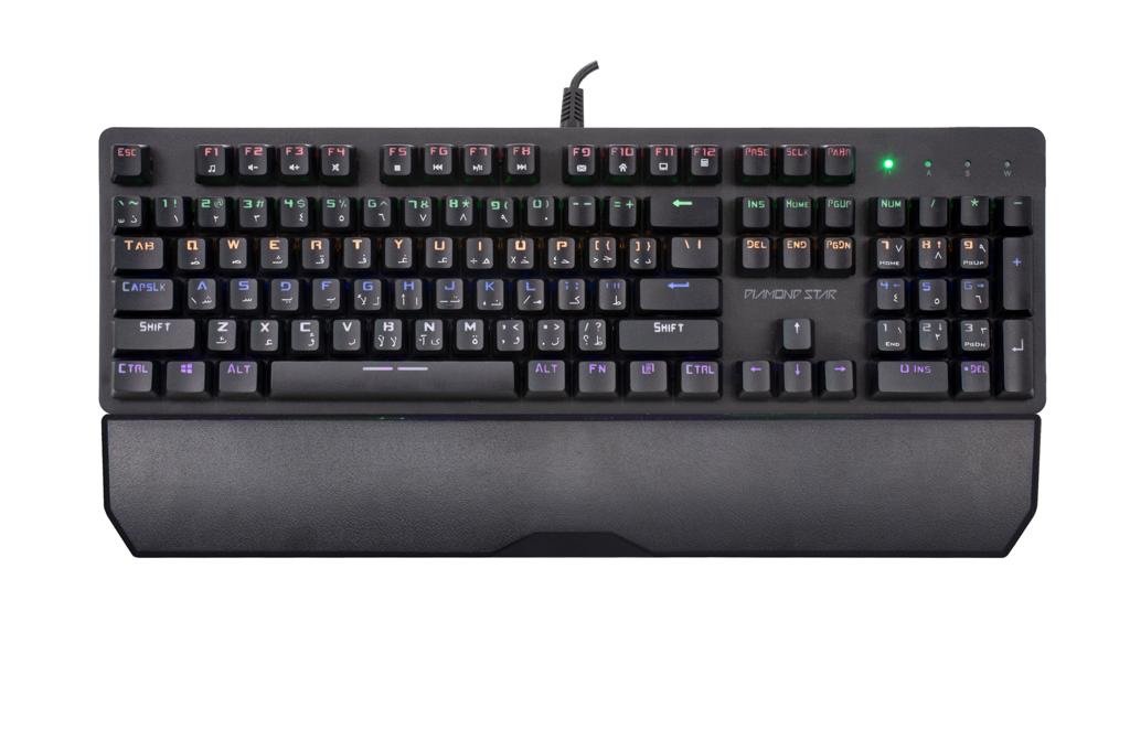 Diamond Star 104Keys RGB Keyboard – Black - Blue Switch (Ar-Eng)