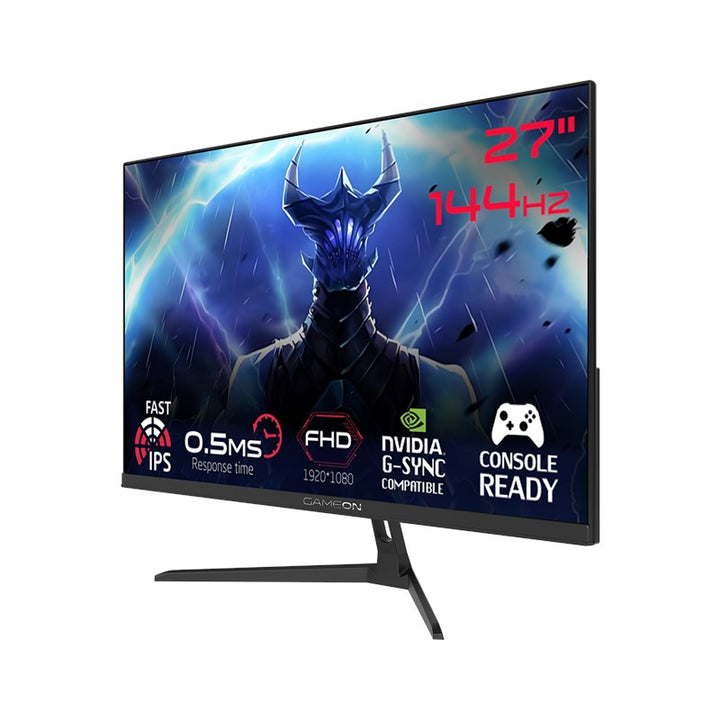 جيم اون شاشة ألعاب  GOES27FHD144IPS مقاس 27 بوصة، بدقة FHD، ومعدل تحديث 144 هرتز، وزمن استجابة 0.5 مللي ثانية، ومنفذ HDMI 2.1، وتقنية IPS سريعة، مسطحة - أسود