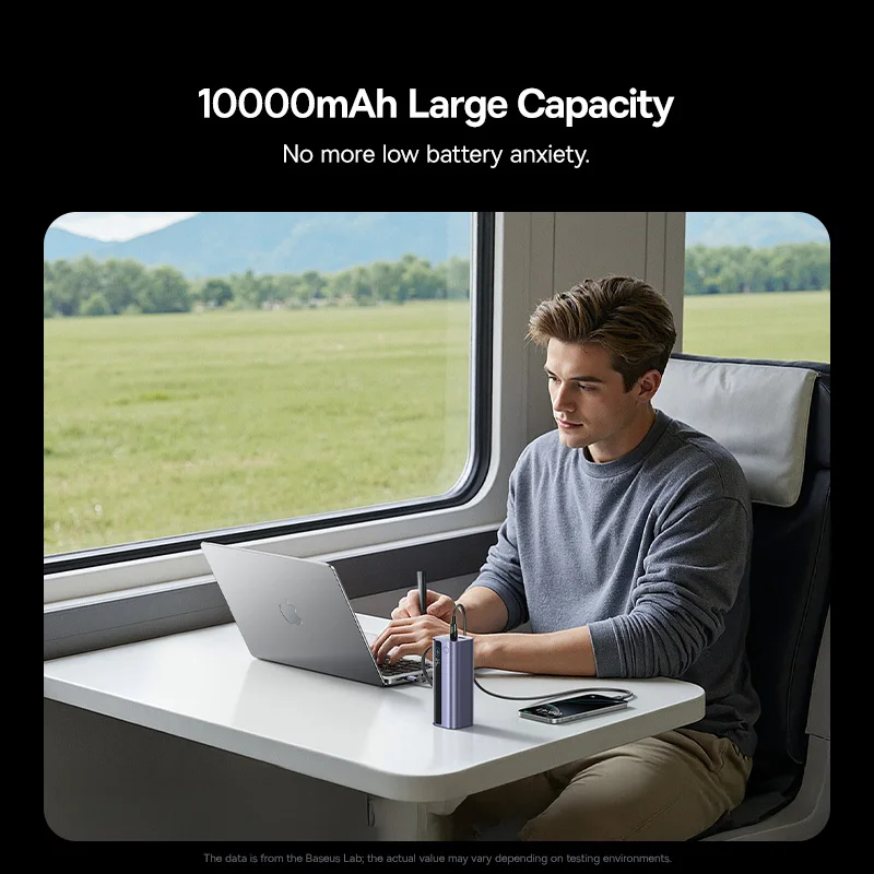 Baseus EnerGeek GR11 Power Bank with Retractable Cable 10000mAh 100W - Space Grey