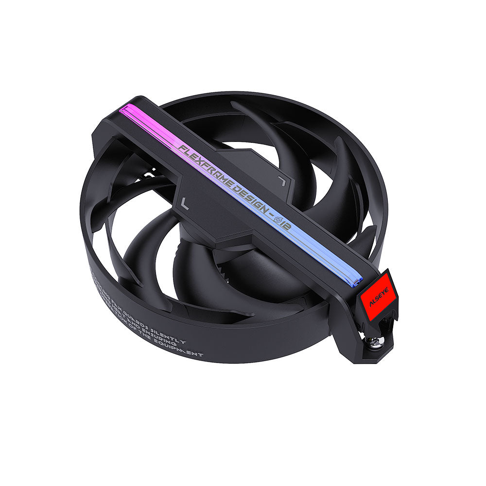 Alseye Φ12(DM12)-B DC 12V High Air Pressure Case Fan Support ARGB with Hidden Screws Option - Black