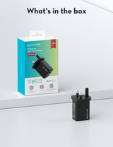 راف باور RP-PC1099 GaN 5.0 شاحن حائط ثنائي المنافذ PD 45 واط أسود