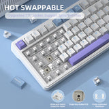 ATTACK SHARK X85 Tri-Mode 75% Gasket mounted Mechanical Keyboard - White Purple Jade Switch (Arabic)