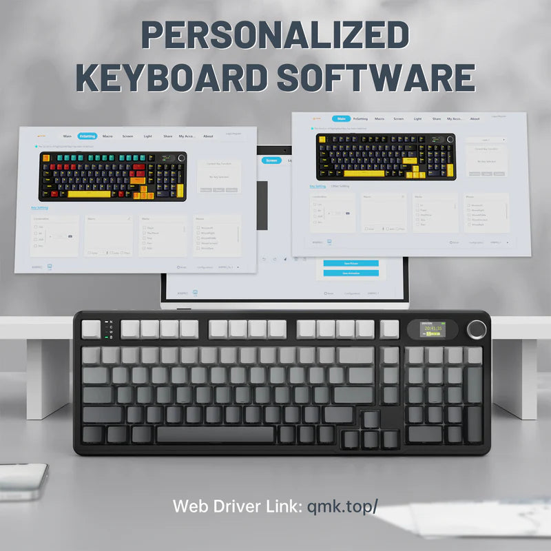 ATTACK SHARK X98PRO 99 Keys Tri-Mode Gaming Keyboard with LED Color Display & Number Pad - Gradient Black Blueberry switch