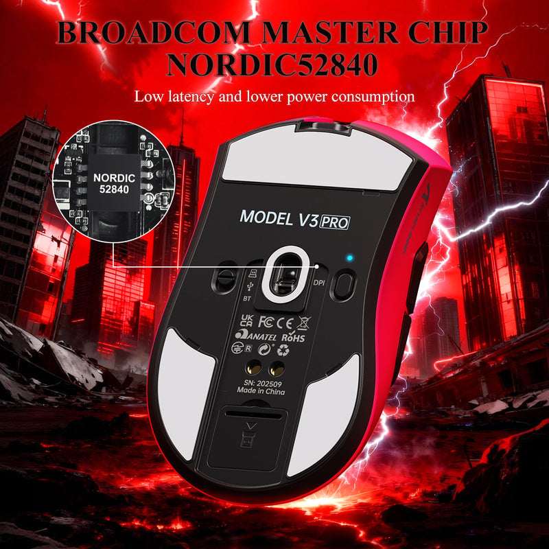 ATTACK SHARK V3PRO Ultra-Light Tri-Mode Gaming Mouse with Charging Dock Up to 25,000 DPI