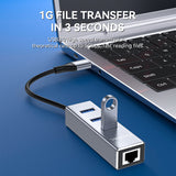 VegGieg USB/Type-C 3.0 2in1 Gigabit Lan Adapter with 3.0*3  HUB Model V-K310