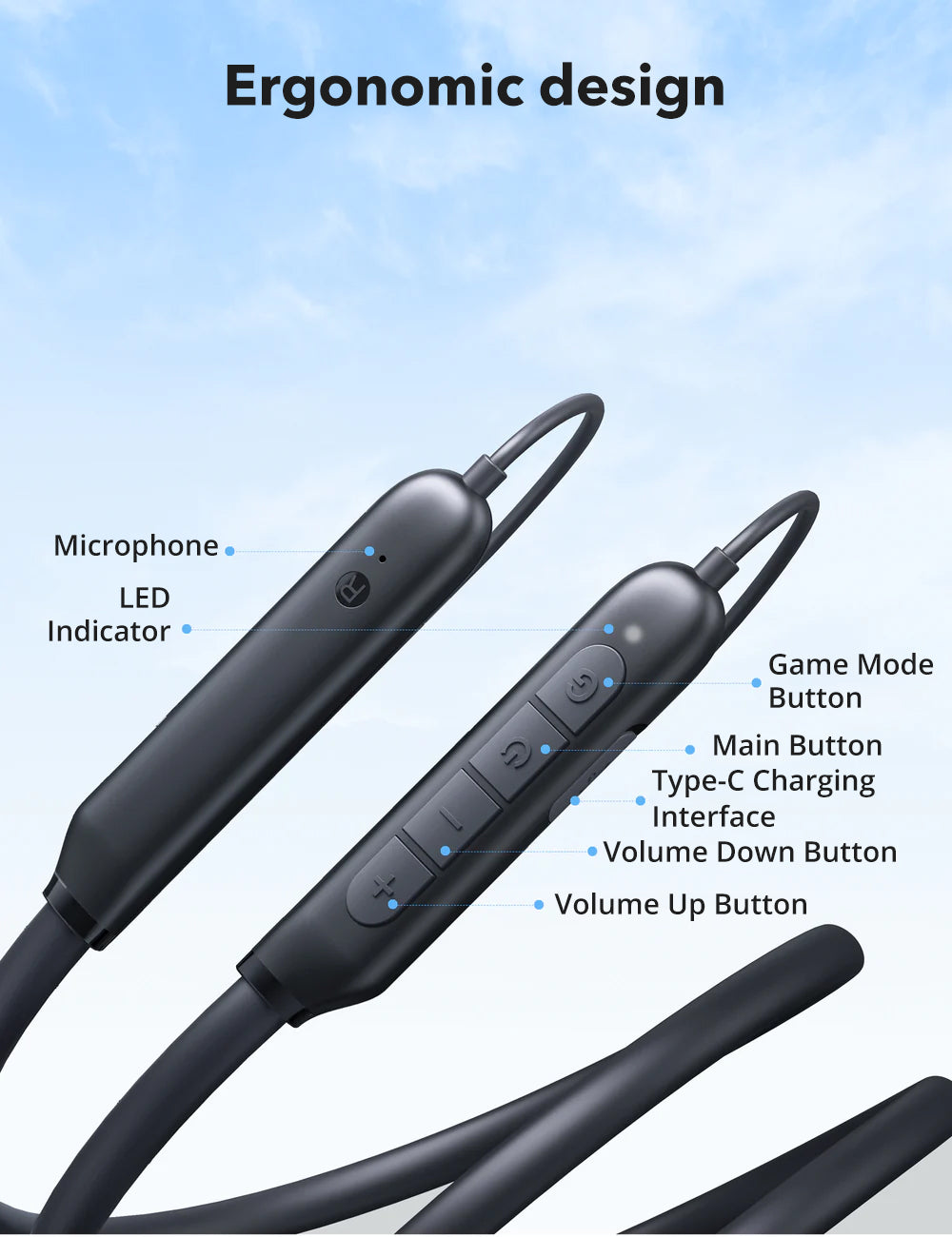 Ravpower RP-BH1008 Neckband Wireless Stereo Earphones IPX5 Waterproof - RP-BH1008