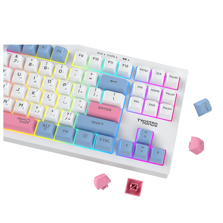 لوحة مفاتيح تويستد مايندز سبكتروم برو سيريس لاسلكية غشائية بحجم 75% (تخطيط إنجليزي / عربي)