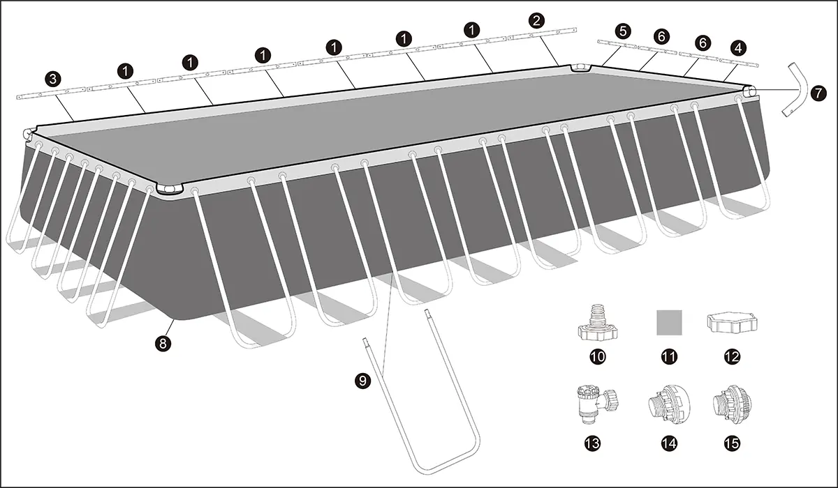 BESTWAY 9.56m x 4.88m x 1.32m Rectangular Pool Set (Pool, Sand Filter Pump (220-240V), Ladder, Cover, Polysphere, Pool Filtration Balls.)  561KJ (Installation Not Included)