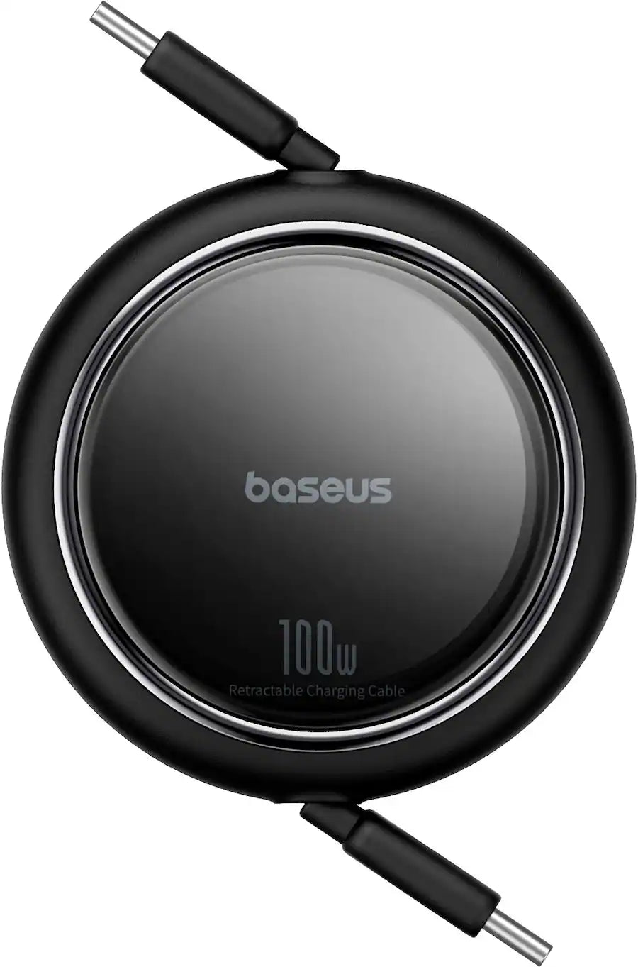 كابل Baseus Free2Pull Mini 2-in-1 قابل للانسحاب للشحن السريع USB-C إلى C+C 100 واط 1.2 متر - أسود كوني