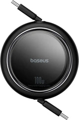 كابل Baseus Free2Pull Mini 2-in-1 قابل للانسحاب للشحن السريع USB-C إلى C+C 100 واط 1.2 متر - أسود كوني