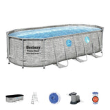 BESTWAY 5.49M X 2.74M X 1.22M OVAL POOL SET (Contents:One Pool, Filter Pump(220-240V), Ladder, Cover, ChemConnect Dispenser, Compatible with Cartridge 58012(III)220-240V)  56716 (Installation Not Included)