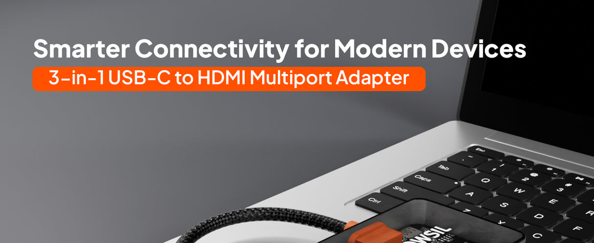 Mowsil USB-C to HDMI Multiport Adapter – 4K@60Hz, USB-A 5Gbps & 100W PD, Zinc Alloy 3-in-1 Dock for MacBook