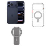 Bundle Apple iPhone 17 Pro Max(256GB) 12GB RAM 6.9"- Deep Blue+SkinArma Saido MagSafe Case for iPhone 17 Pro Max - Clear+SKINARMA MAGNETIC SMART GRIP-STAND ARCH XE PHAZE-GREY