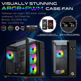 GAMEON INFINITY Series ARGB ATX Mid Tower Gaming PC Case - Black (7 ARGB Fans Included)