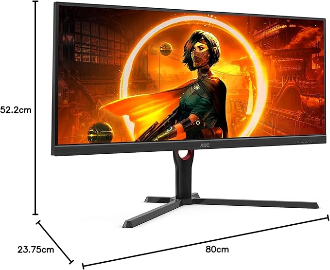 AOC U34G3XM 34" WQHD(3440 x 1440), 144Hz Refresh Rate, 1ms Response Time, VA Flat Gaming Monitor - Black