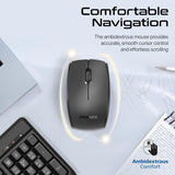 Promate ProCombo-14 English/Arabic Wireless Keyboard and Mouse Combo, 2.4GHz Wireless with Built-In Palm Rest, Multi-Grip 1200 DPI Mouse, Nano USB Receiver - Black