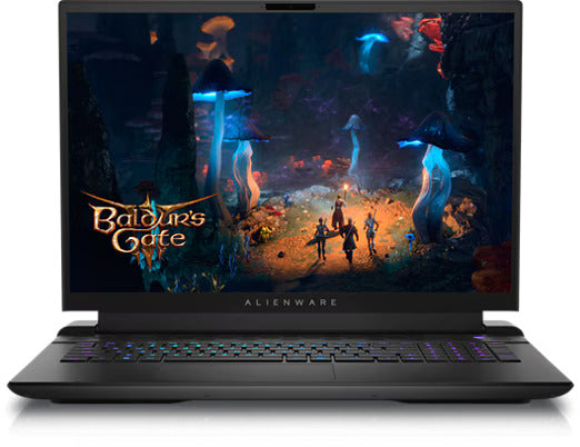 لاب توب الألعاب ديل Alienware M18 R2، الجيل 14 من معالج إنتل Core i9-14900HX، ذاكرة 64GB DDR5 RAM، تخزين 2TB NVMe SSD، كرت شاشة RTX 4090 16GB، شاشة 18 إنش QHD+ (2560 × 1600) بتردد 165Hz، كيبورد بإضاءة AlienFX RGB، لون معدني داكن (Dark Metallic Moon).