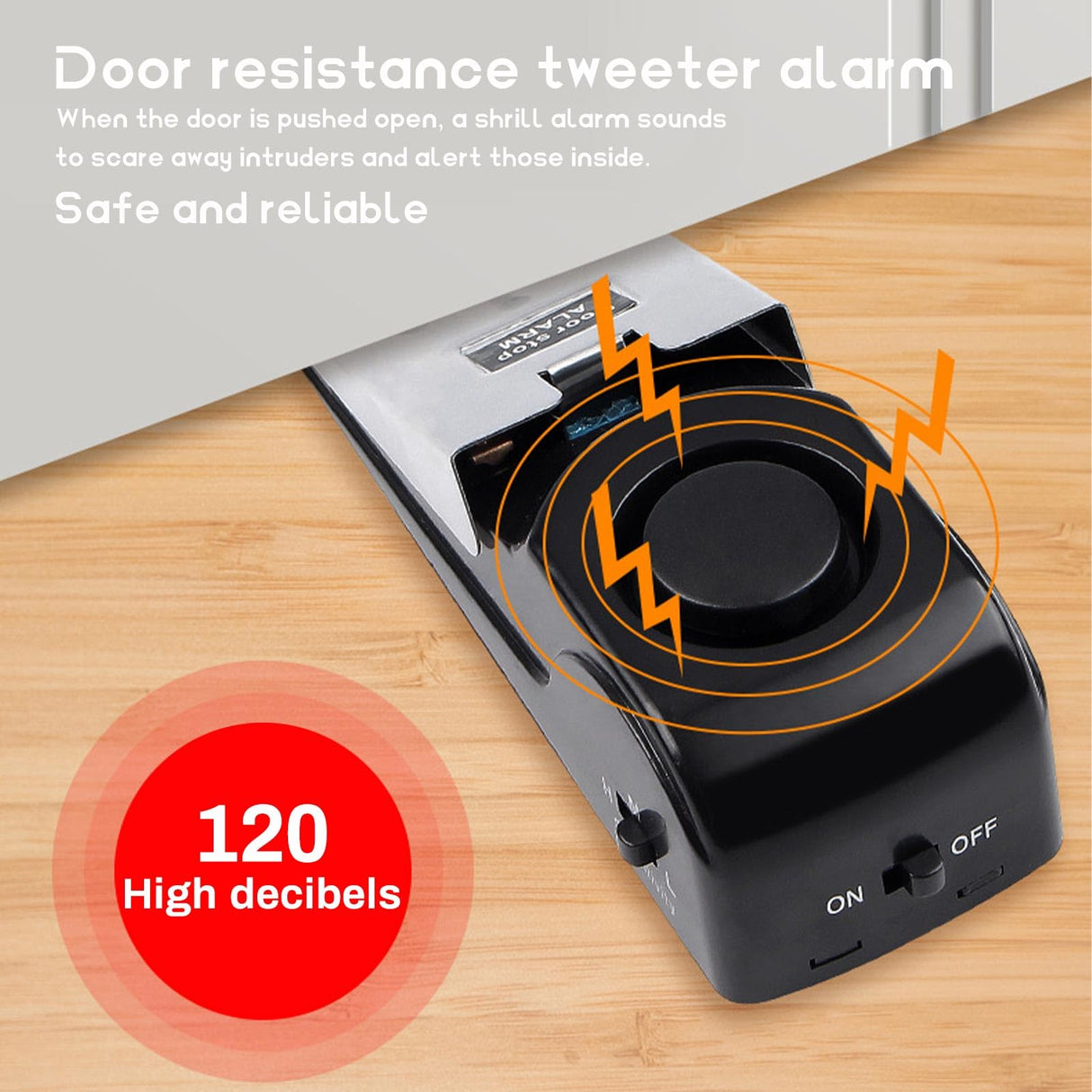 Portable Travel Door Alarm and Door Stopper, Dual Sensitivity Security Alert, 120dB Anti-Theft Protection