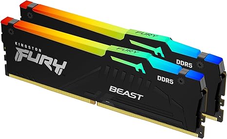 Kingston KF564C32BBEAK2-64 FURY Beast RGB 64GB (2x32GB) 6400MT/s DDR5 CL32 Desktop Memory - Black