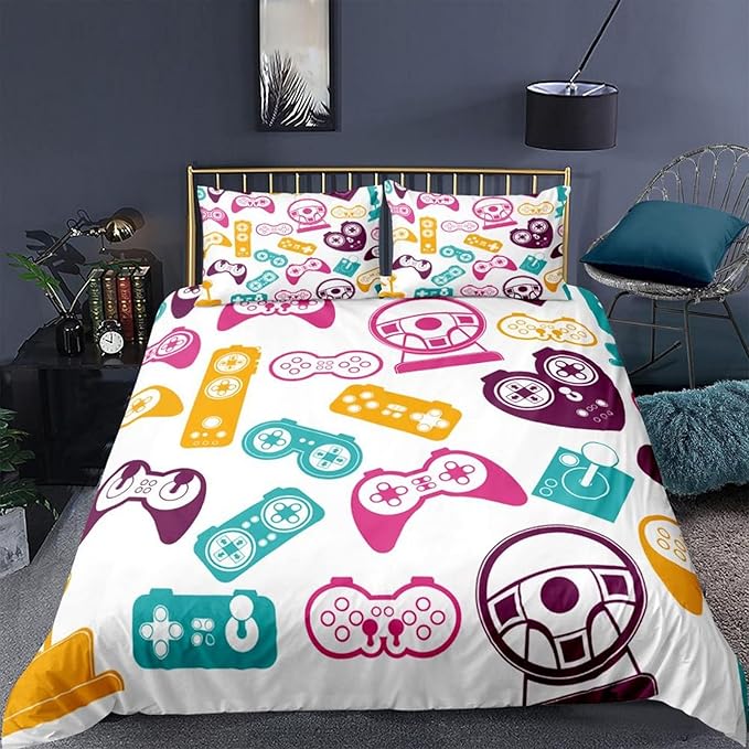 Colored Console joysticks Creative Fashionable Duvet Cover 3D Bed & pillow Sheet Size 220 X 220