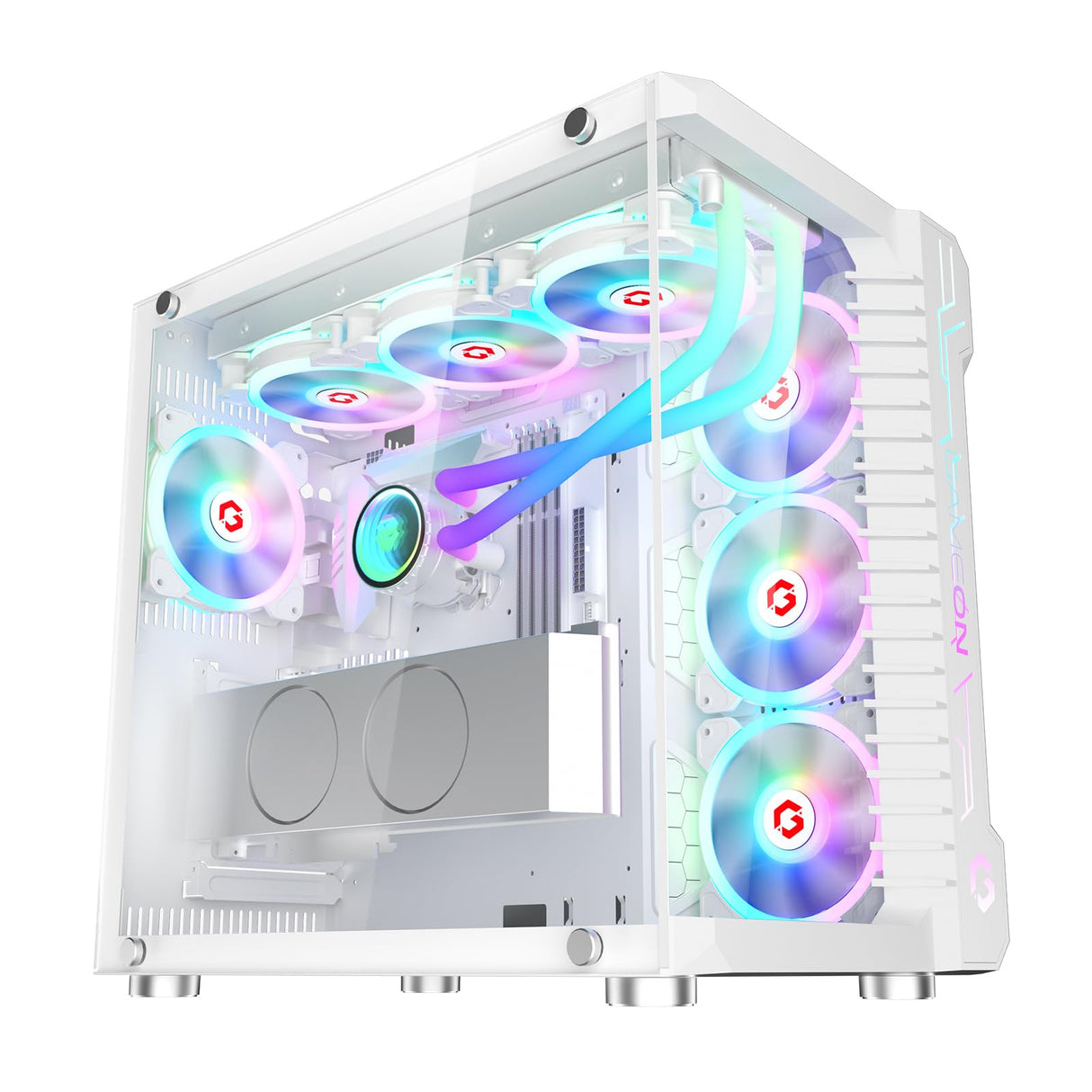 GameOn Emperor Arctic || Series 7FAN Mid Tower Gaming Case - White