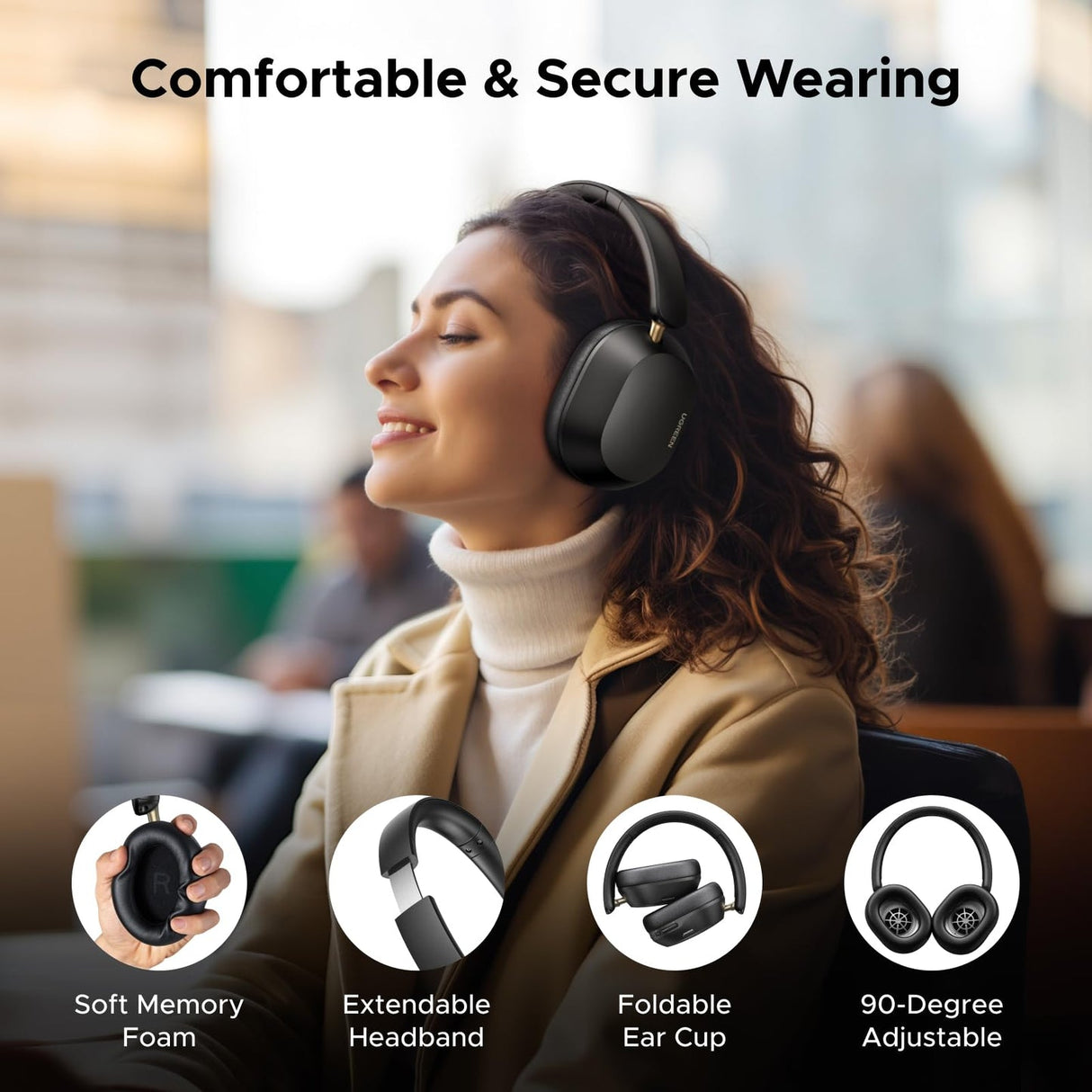 UGREEN HiTune Max5c Hybrid Active Noise-Cancelling 35dB Headphones Black