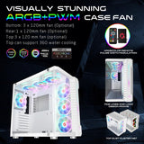 GameOn Emperor Arctic || Series 7FAN Mid Tower Gaming Case - White
