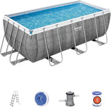 BESTWAY 4.12M X 2.01M X 1.22M RECTANGULAR POOL SET (Contents:Pool, Filter Pump(220-240V), Ladder, Chemconnect Dispenser, Compatible with Cartridge 58094(Ⅱ)220-240V)  56722 (Installation Not Included)
