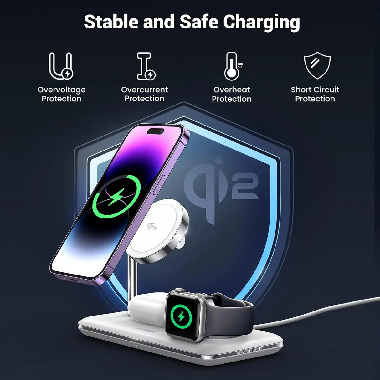 UGREEN 3-in-1 Wireless Charger White