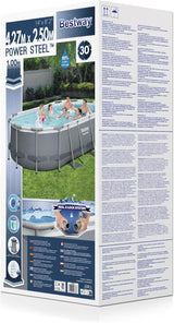 BESTWAY 4.27M X 2.50M X 1.00M OVAL POOL SET (Contents:One Pool, Filter Pump(220-240V), Ladder, ChemConnect Dispenser, Compatible with Cartridge 58094(II)220-240V)  56620 (Installation Not Included)