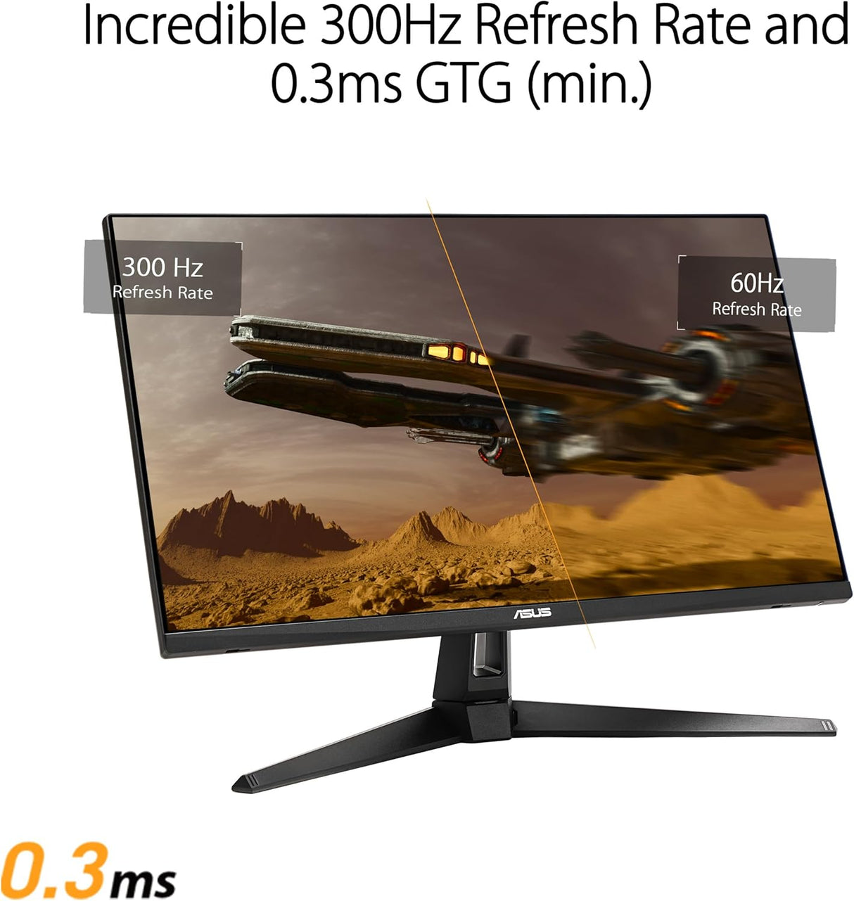ASUS TUF Gaming Series 5 VG27AQM5A 27" QHD (2560x1440), 300Hz Refresh Rate, 0.3ms (GTG) Response Time, ELMB Sync, Stereo speaker, 95% DCI-P3, Fast IPS Gaming Monitor - Black