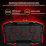 Game Cooling Pad Laptop Cooler with 5 Quiet Red LED Fans - Black/Red