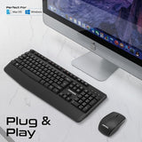 Promate ProCombo-14 English/Arabic Wireless Keyboard and Mouse Combo, 2.4GHz Wireless with Built-In Palm Rest, Multi-Grip 1200 DPI Mouse, Nano USB Receiver - Black