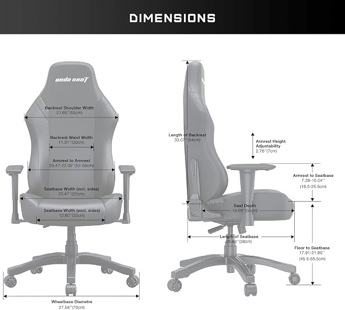 Andaseat LUNA Series Large Gaming Chair - Black