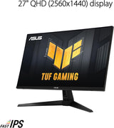 ASUS TUF Gaming Series 5 VG27AQM5A 27" QHD (2560x1440), 300Hz Refresh Rate, 0.3ms (GTG) Response Time, ELMB Sync, Stereo speaker, 95% DCI-P3, Fast IPS Gaming Monitor - Black