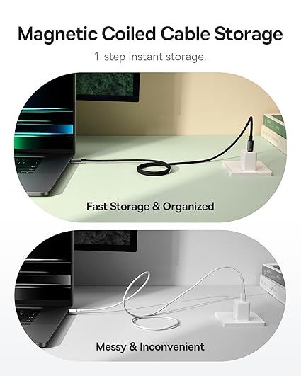 كابل Baseus Tungsten Gold الشحن المغناطيسي USB-C إلى USB-C 100 واط 1 متر - أسود