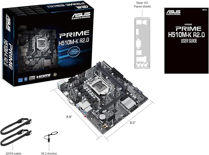 Asus Prime H510M-K R2.0, Intel H470, 1200, Micro ATX, 2 DDR4, VGA, HDMI, 1x M.2